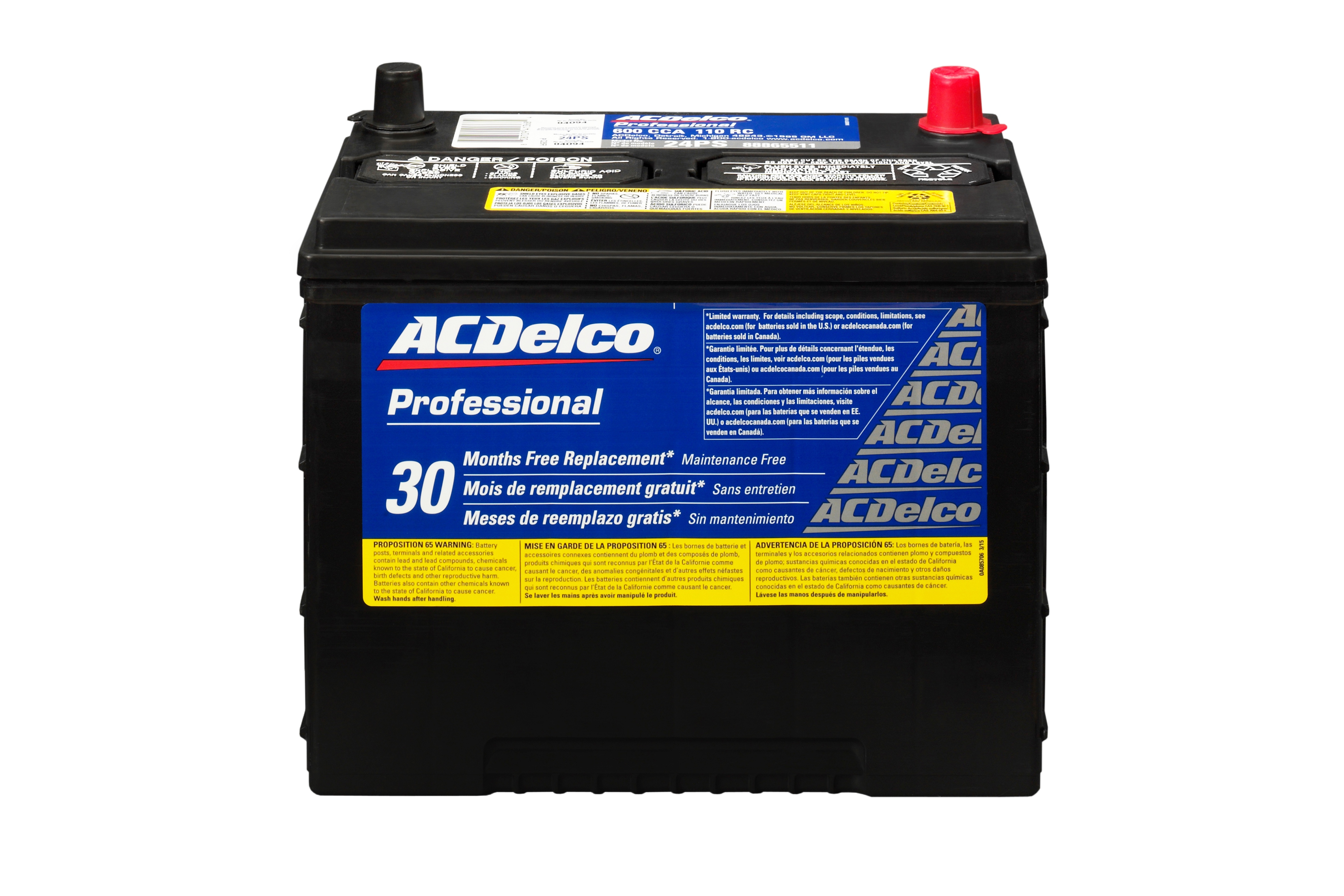 ACDELCO PROFESSIONAL Std Automotive Battery 24PS Pro Auto Parts World