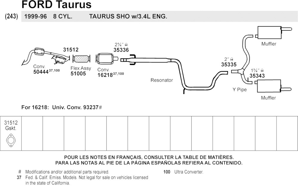 1996 Ford taurus exhaust diagram