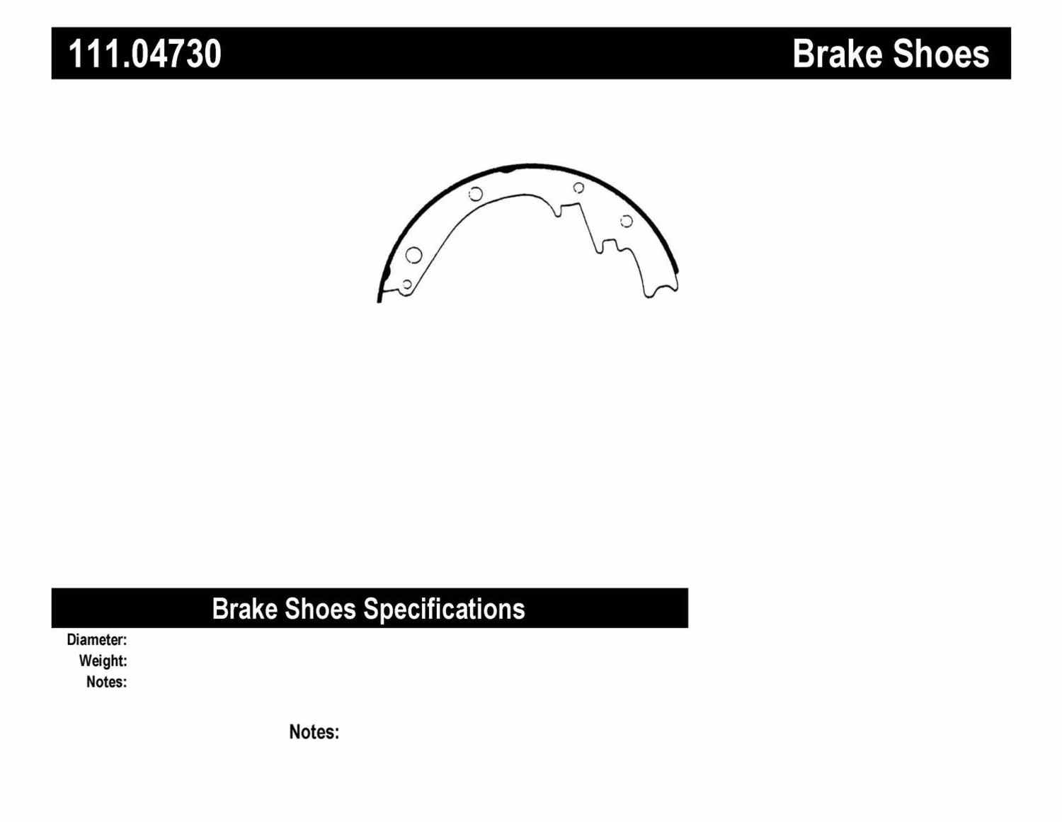 CENTRIC PARTS - New Brake Shoe - Preferred - CEC 111.04730