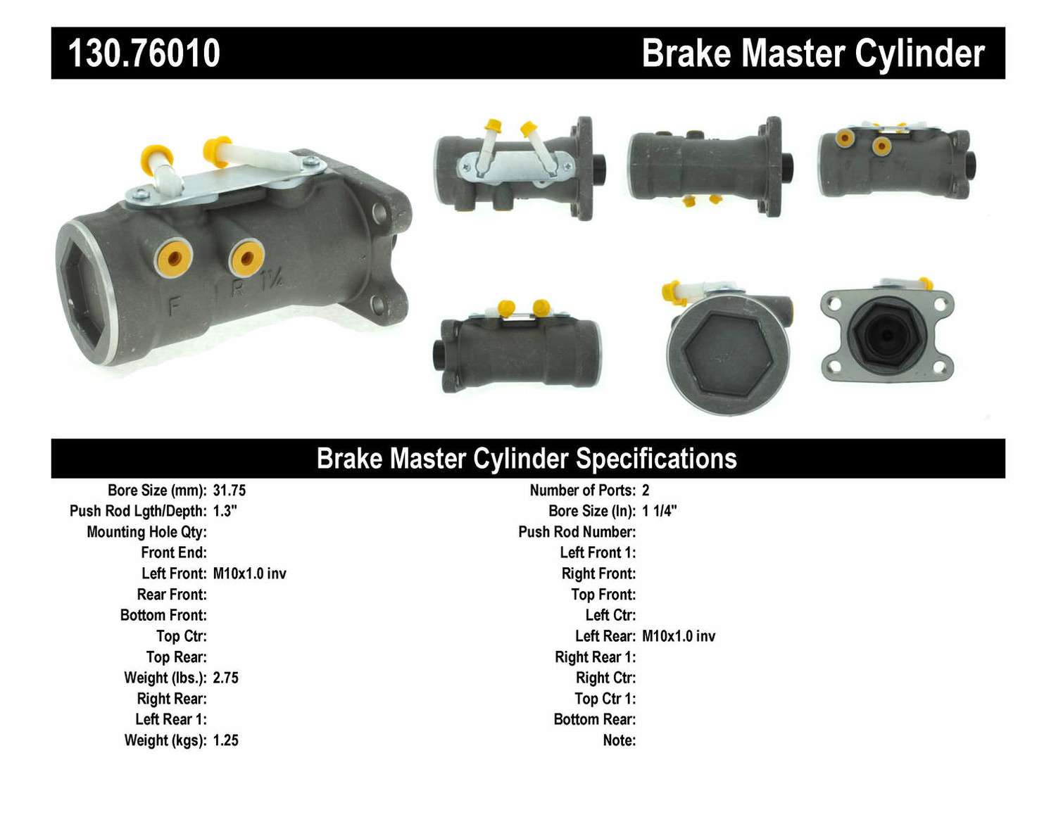 CENTRIC PARTS - Premium Master Cylinder - Preferred - CEC 130.76010