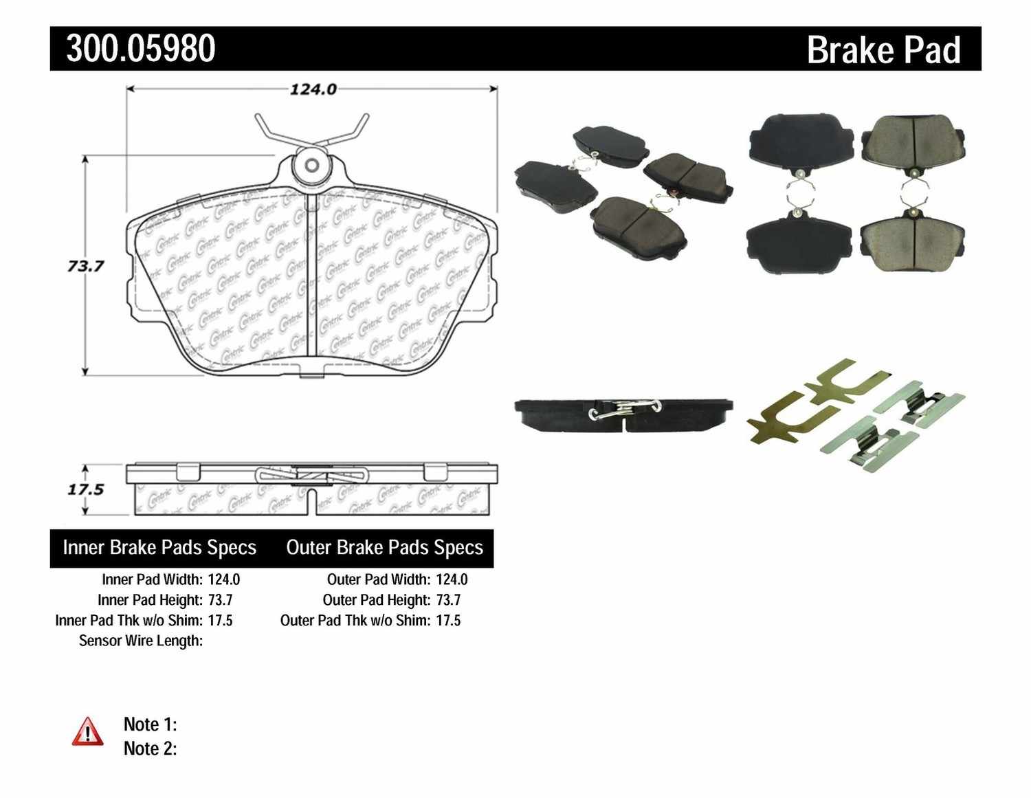 Disc Brake Pad Set-Premium Semi-Met Pads with Shim and Hardware Front Centric