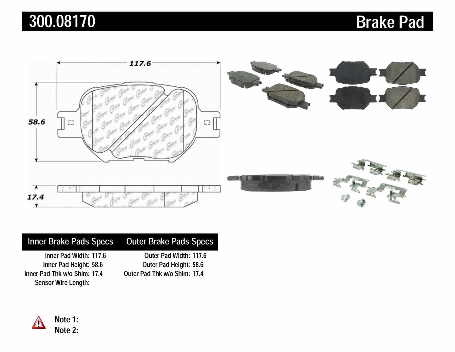 Disc Brake Pad Set-Premium Semi-Met Pads with Shim and Hardware Rear Centric