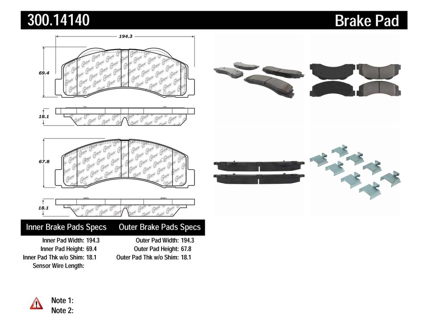 Disc Brake Pad Set-Premium Semi-Met Pads with Shim and Hardware Front Centric