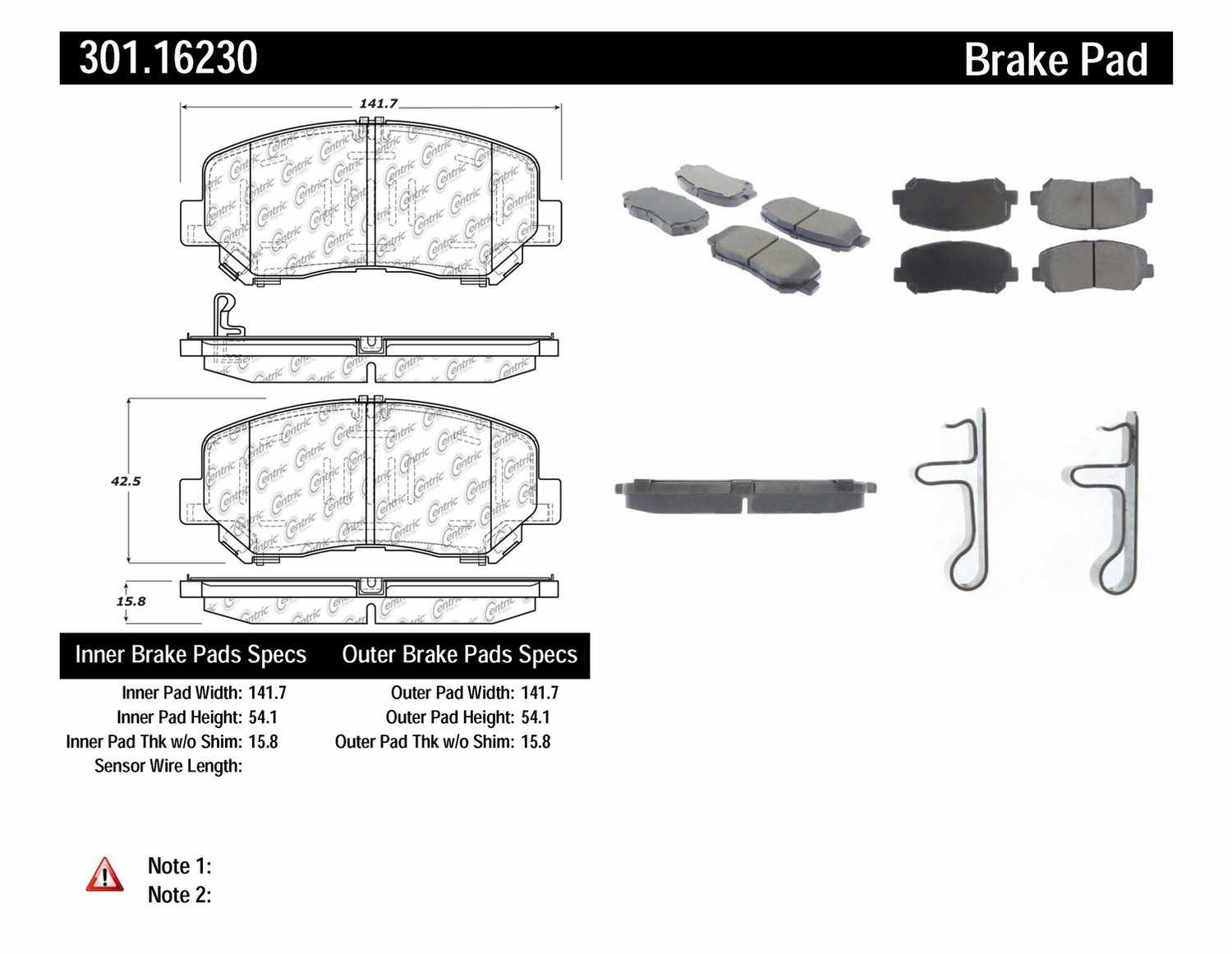Disc Brake Pad Set-Premium Ceramic Pads with Shims and Hardware Front Centric