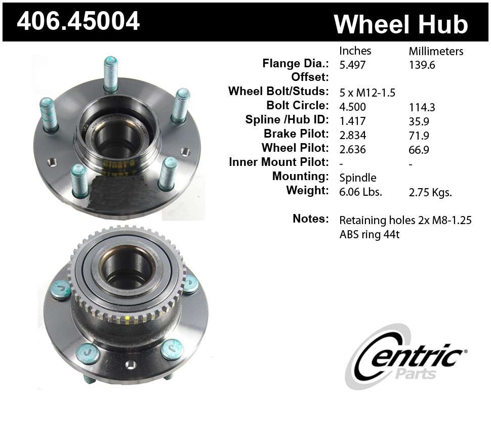 CENTRIC PARTS - Centric Premium Wheel Bearing Hub Repair Kits & Hub Assemblies - CEC 406.45004