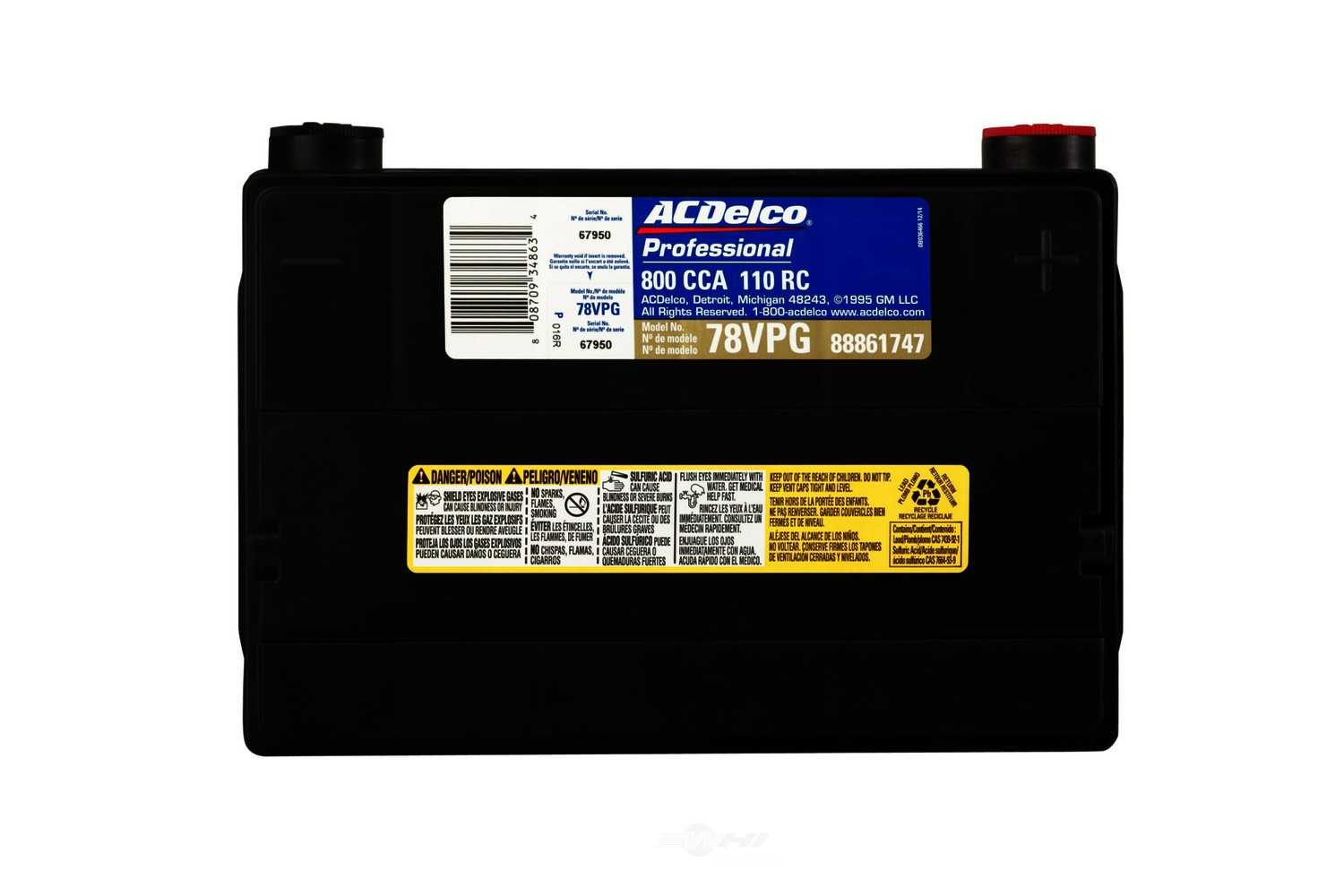 Ac Delco Battery >> ACDELCO PROFESSIONAL 800 cca 42 Mo. Full Wty. 78VPG | NationalAutoStores.com Ac Delco Battery >> ACDELCO PROFESSIONAL 800 cca 42 Mo. Full Wty. 78VPG | NationalAutoStores.com