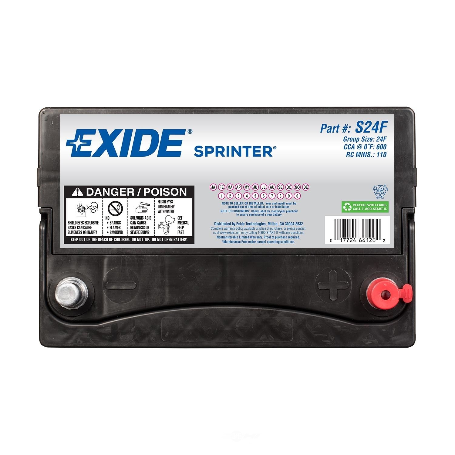 EXIDE BATTERIES - Sprinter - CCA: 600 - EX1 S24F