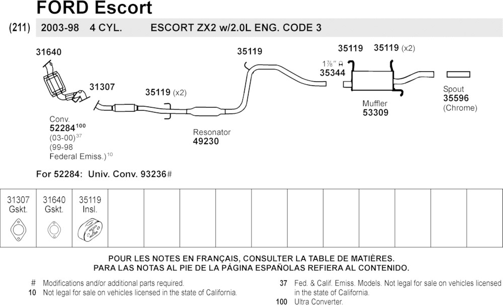 1999 Ford escort exhaust system diagram #3